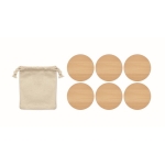 Set van 6 ronde bamboe onderzetters bedrukken met logo Bamboo kleur hout tweede weergave