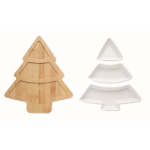 Bamboe dienblad met keramische schalen Christmas Tree kleur wit derde weergave