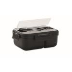 Grote lunchbox met bestek, handvat en twee lagen 1L All-in-one kleur zwart tweede weergave