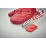 Set met 3 keukenaccessoires met logo Cook Mitt Set kleur rood
