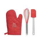 Set met 3 keukenaccessoires met logo Cook Mitt Set kleur rood
