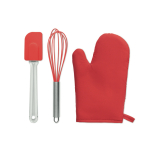 Set met 3 keukenaccessoires met logo Cook Mitt Set kleur rood zesde weergave