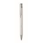 Pen van gerecylced aluminium met blauwe inkt Aster Recycled kleur zilver