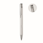 Pen van gerecylced aluminium met blauwe inkt Aster Recycled kleur zilver zesde weergave