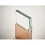 Glazen herdenkingsplaat of trofee op houten voet Commemorative kleur hout foto bekijken vierde weergave