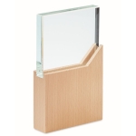 Glazen herdenkingsplaat of trofee op houten voet Commemorative kleur hout achtste weergave