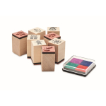 Set van 8 houten inktstempels met kerstmotieven Christmas kleur naturel tweede weergave