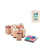 Set van 8 houten inktstempels met kerstmotieven Christmas kleur naturel weergave met bedrukking