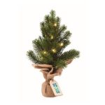 Mini kunststof kerstboom ter decoratie van het kantoor kleur groen weergave met bedrukking