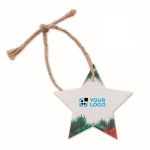 Stervormig ornament van ecologisch papier Estrella SeedGrow kleur wit weergave met bedrukking