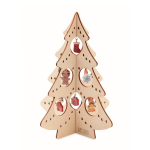 Kleine kerstboom met decoraties en 10 ornamenten Xmas kleur hout weergave met bedrukking
