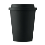 Dubbelwandige plastic beker 300 ml kleur zwart achter aanzicht