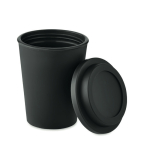 Dubbelwandige plastic beker 300 ml kleur zwart zij aanzicht