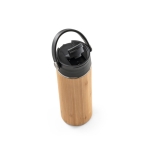 Promotionele thermosfles van bamboe en staal 440 ml Termo Bamboo kleur zwart derde weergave