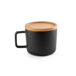 Keramische mok van 230 ml en bamboe deksel Small Cover kleur zwart eerste weergave