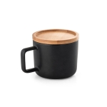 Keramische mok van 230 ml en bamboe deksel Small Cover kleur zwart derde weergave
