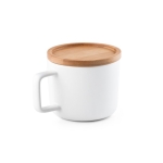 Keramische mok van 230 ml en bamboe deksel Small Cover kleur wit