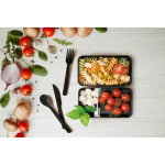 Dubbele kunststof lunchbox met scheider en bestek 1,36L Duo Gusto luxe weergave