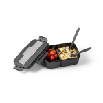 Grote lunchbox met bestek, handvat en twee lagen 1L All-in-one kleur zwart vierde weergave
