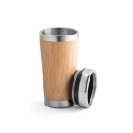 Thermosbeker laten bedrukken van staal en bamboe, 500ml Bamboo kleur naturel derde weergave