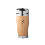 Thermosbeker laten bedrukken van staal en bamboe, 500ml Bamboo kleur naturel afbeelding met logo