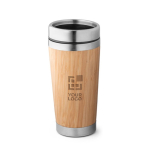 Thermosbeker laten bedrukken van staal en bamboe, 500ml Bamboo met afdrukgebied
