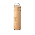 Thermosflessen bedrukken van staal en bamboe 440ml Natura kleur naturel afbeelding met logo