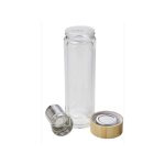 Glazen fles met zetgroep en dubbelwandig 420ml TeaBoo XL kleur bruin achtste weergave