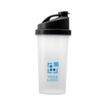 Kunststof shaker met deksel in de kleur 700ml Shaker Powder kleur zwart met jouw bedrukking