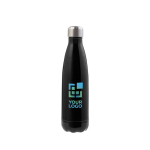 Vacuüm geïsoleerde stalen fles met metalen dop 500ml Satin kleur zwart met jouw bedrukking