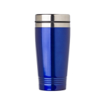 Thermosbeker met logo in felle kleuren 450ml aluminium kleur kleur blauw eerste weergave