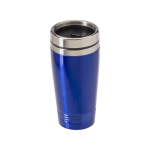 Thermosbeker met logo in felle kleuren 450ml aluminium kleur kleur blauw tweede weergave