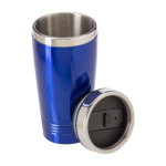 Thermosbeker met logo in felle kleuren 450ml aluminium kleur kleur blauw derde weergave
