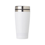 Thermosbeker met logo in felle kleuren 450ml aluminium kleur kleur wit eerste weergave