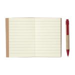 Gerecycleerde mini-notitieboekjes met pen A7 formaat EcoPocket kleur rood tweede weergave