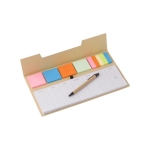 Set met notitieblok, sticky notes, pen en wekelijkse planner kleur bruin eerste weergave
