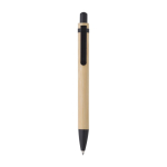 Bamboe eco pen met verchroomde accessoire blauwe inkt Bamboo