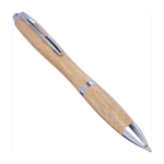 Bamboe balpen met clip en metalen details kleur bruin vijfde weergave