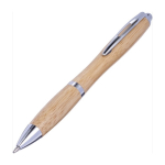Bamboe balpen met clip en metalen details kleur bruin zesde weergave