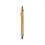 Touch pen met zilveren afwerking bedrukken Multifunctioneel Bamboo kleur hout met jouw bedrukking