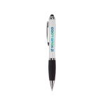 Antislip pen met naam met rubberen punt en zwarte inkt Touch kleur wit met jouw bedrukking