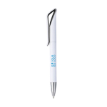 Reclamepennen van ABS met blauwe inkt White Swan-clip met jouw bedrukking