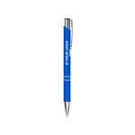 Metalen pen met zilveren detail blauwe inkt bedrukken Glober kleur koningsblauw met jouw bedrukking