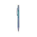 Luxe pen van rubber met spiegeleffect bedrukken Intro Rubber kleur grijs met jouw bedrukking