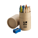 Etui met kleurpotloden en puntenslijper Pencils & Crayons kleur bruin met jouw bedrukking
