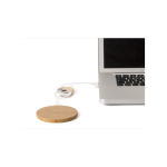 Ronde bamboe draadloze oplader met logo met kleine blauwe LED Natura kleur hout zesde weergave