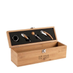 Wijnset met logo in een bedrukte bamboedoos Semillon kleur hout met jouw bedrukking