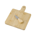 Vierkante kaas snij- en serveerplank met mes Gouda kleur hout vijfde weergave