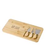 Snijplanken met logo met messen en vork Cheese kleur hout met jouw bedrukking