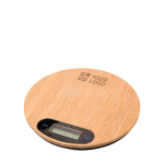 ronde bamboe keukenweegschaal tot 5kg Bamboo kleur hout met jouw bedrukking